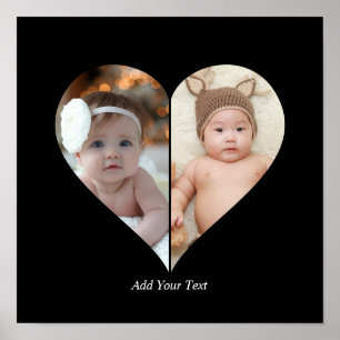 Herz geformt 2 Foto Collage Poster