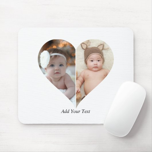 Herz geformt 2 Foto Collage Poster Mousepad (Mit Mouse)