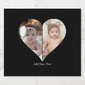 Herz geformt 2 Foto Collage Schaumweinetikett (Einzelnes Label)