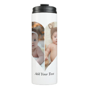 Herz geformt 2 Foto Collage Thermosbecher