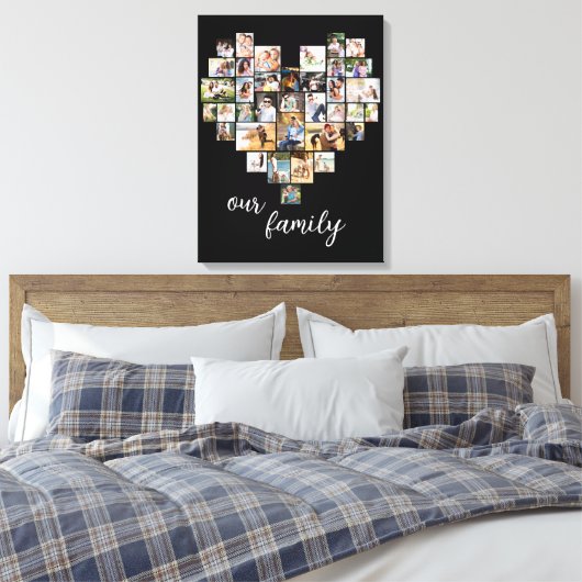 Herz geformt 36 Foto Collage Unser Familienskript Leinwanddruck (Insitu (Schlafzimmer))