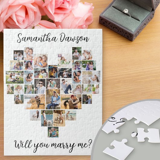 Herz geformt 36 FotoCollage wirst du mich heiraten Puzzle