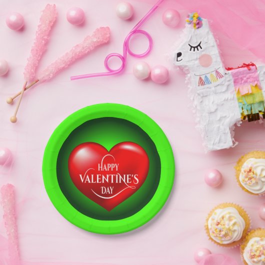 Herz geformt 3d Rote Liebe Symbol-50420 Pappteller (Party)