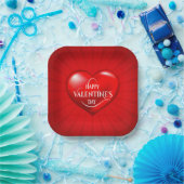 Herz geformt 3d Rote Liebe Symbol-50420 Pappteller (Party)