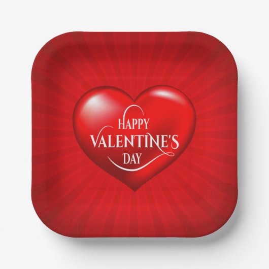 Herz geformt 3d Rote Liebe Symbol-50420 Pappteller (Vorderseite)