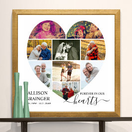 Herz geformt 9 Foto Collage Forever in unseren Her Poster