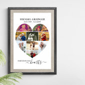 Herz geformt 9 Foto Collage Gedenkfeier Beerdigung Poster