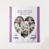 Herz geformt 9 Foto Collage heiraten mich Hintergr Wandteppich (Vorderseite)