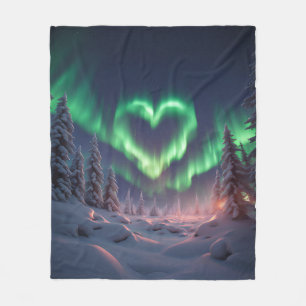 Herz geformt Aurora Borealis Fleecedecke