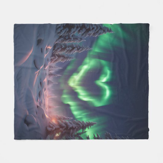 Herz geformt Aurora Borealis Fleecedecke (Vorderseite (Horizontal))