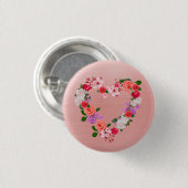 Herz geformt BlumenBouquet der Liebe Button (Vorne & Hinten)