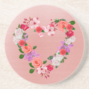Herz geformt BlumenBouquet der Liebe Getränkeuntersetzer