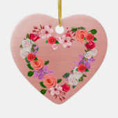 Herz geformt BlumenBouquet der Liebe Keramik Ornament (Vorne)