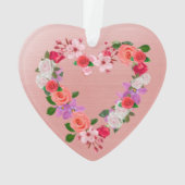 Herz geformt BlumenBouquet der Liebe Keramik Ornament (Rückseite)