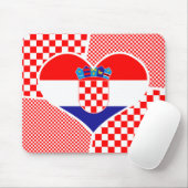 Herz geformt Collage Kroatische Flagge mit Schachb Mousepad (Mit Mouse)