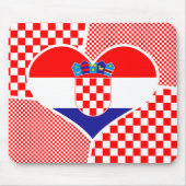 Herz geformt Collage Kroatische Flagge mit Schachb Mousepad (Vorne)