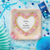 Herz geformt floraler Rahmen Pappteller (Party)