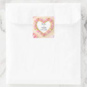 Herz geformt floraler Rahmen Quadratischer Aufkleber (Tasche)