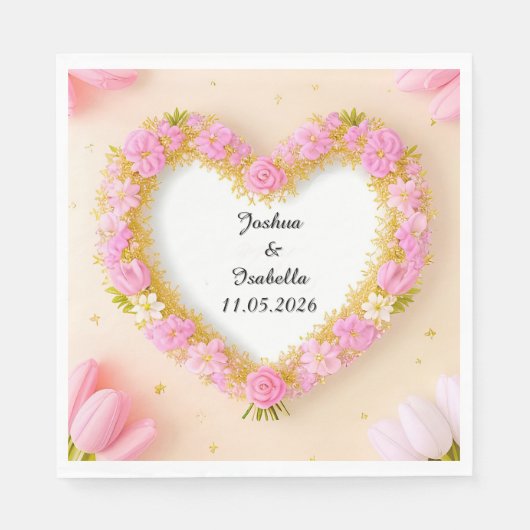 Herz geformt floraler Rahmen Serviette (Vorderseite)