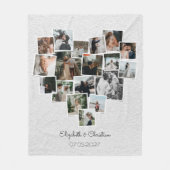 Herz geformt Foto Collage Romantische Hochzeit Fleecedecke (Vorderseite)