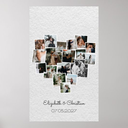 Herz geformt Foto Collage Romantische Hochzeit Poster (Vorne)