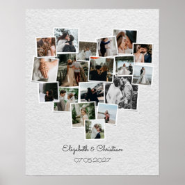 Herz geformt Foto Collage Romantische Hochzeit Poster