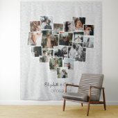 Herz geformt Foto Collage Romantische Hochzeit Wandteppich (Beispiel)