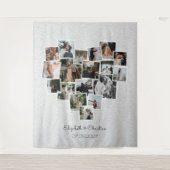 Herz geformt Foto Collage Romantische Hochzeit Wandteppich (Vorderseite)