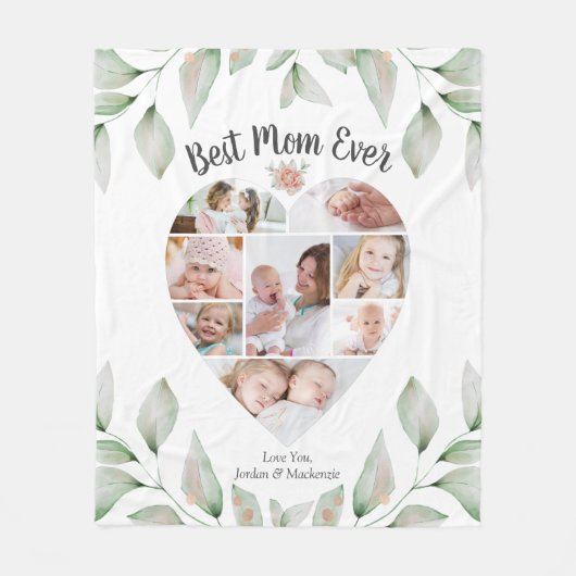 Herz geformt Foto Collage Script Beste Mama je Fleecedecke (Vorderseite)