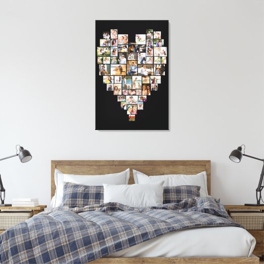 Herz geformt FotoCollage 51 Bilder Schwarz Leinwanddruck (Insitu (Schlafzimmer))