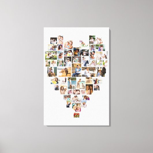 Herz geformt FotoCollage 51 Bilder Weiß Leinwanddruck (Vorderseite)