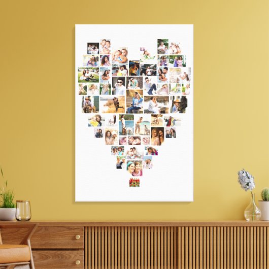 Herz geformt FotoCollage 51 Bilder Weiß Leinwanddruck (Insitu (Wohnzimmer))