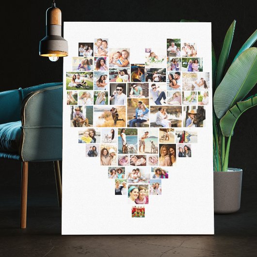 Herz geformt FotoCollage 51 Bilder Weiß Leinwanddruck