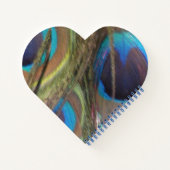 Herz geformt Kust. Foto Peacock Feathers Notebook Notizbuch (Rückseite)