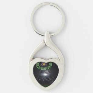 Herz geformt Lawn Bowl Keyring, Schlüsselanhänger