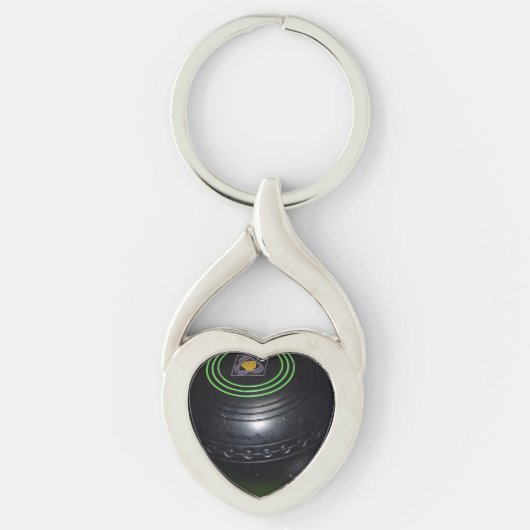 Herz geformt Lawn Bowl Keyring, Schlüsselanhänger (Vorderseite)