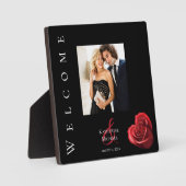 Herz geformt Rote Rose-Foto Hochzeitstisch-Schild- Fotoplatte (Vorderseite)