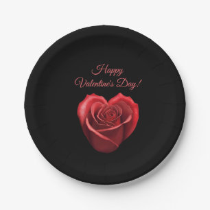 Herz geformt Rote Rose-Valentinstag- Pappteller