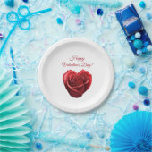 Herz geformt Rote Rose-Valentinstag- Pappteller (Party)