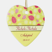 Herz-geformte Adoptions-Mitteilung rosa Keramikornament (Rechts)