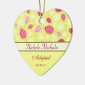 Herz-geformte Adoptions-Mitteilung rosa Keramikornament (Links)