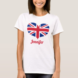 Herz-geformte BRITISCHE Flagge   personalisiert T-Shirt