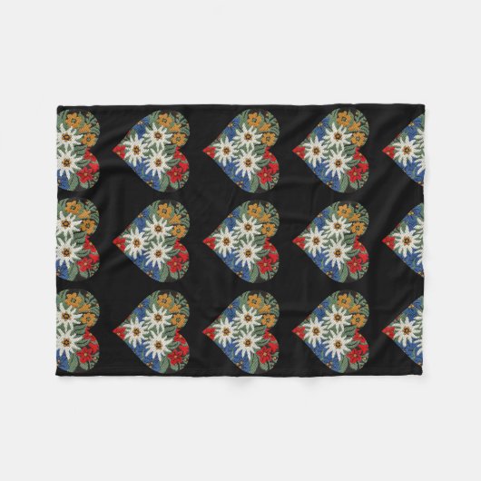 Herz geformte Edelweiss alpine Blume Fleecedecke (Vorderseite (Horizontal))