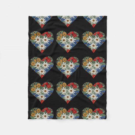 Herz geformte Edelweiss alpine Blume Fleecedecke (Vorderseite)