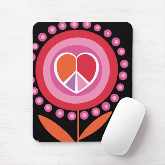 Herz-geformte Friedenszeichen-Blume MousePad (Mit Mouse)