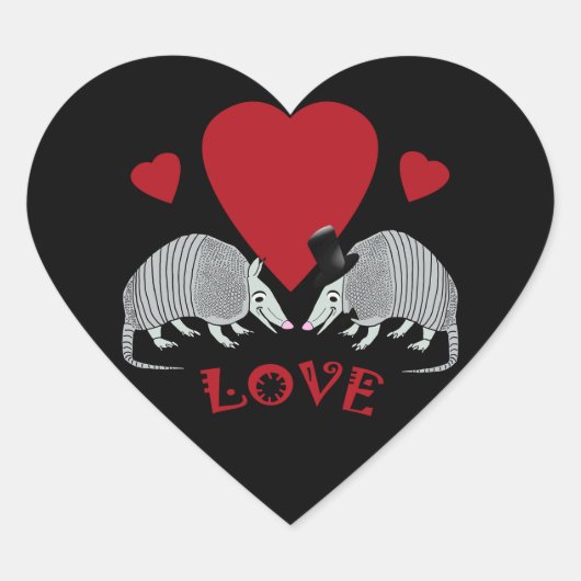 Herz-geformte Gürteltier-Liebe Herz-Aufkleber (Vorderseite)