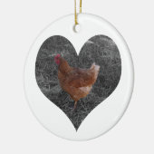 Herz-geformte Huhn-Weihnachtsverzierung Keramik Ornament (Links)