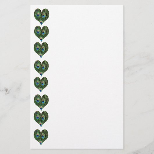 Herz-geformte Pfau-Federn Briefpapier (Vorderseite)