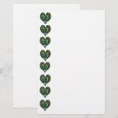 Herz-geformte Pfau-Federn Briefpapier (Vorne/Hinten)