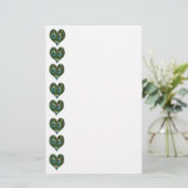 Herz-geformte Pfau-Federn Briefpapier (Stehend Vorderseite)